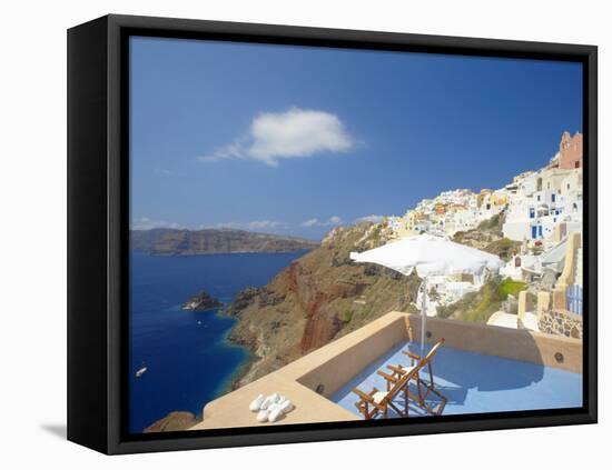 Terrace in Oia, Santorini, Cyclades, Greek Islands, Greece, Europe-Papadopoulos Sakis-Framed Premier Image Canvas