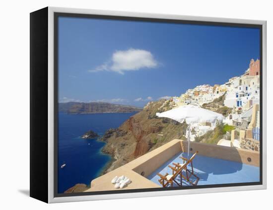 Terrace in Oia, Santorini, Cyclades, Greek Islands, Greece, Europe-Papadopoulos Sakis-Framed Premier Image Canvas