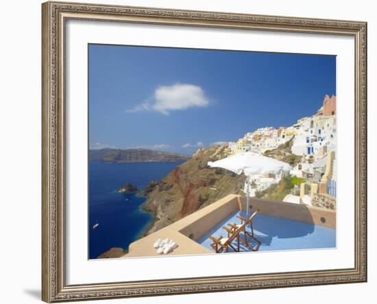 Terrace in Oia, Santorini, Cyclades, Greek Islands, Greece, Europe-Papadopoulos Sakis-Framed Photographic Print