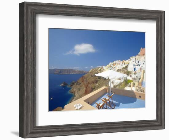 Terrace in Oia, Santorini, Cyclades, Greek Islands, Greece, Europe-Papadopoulos Sakis-Framed Photographic Print