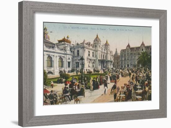 Terrace of the Cafe de Paris, Place Du Casino, Monte Carlo. Postcard Sent in 1913-French Photographer-Framed Giclee Print