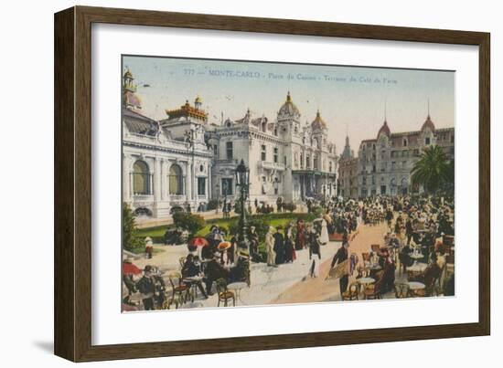 Terrace of the Cafe de Paris, Place Du Casino, Monte Carlo. Postcard Sent in 1913-French Photographer-Framed Giclee Print