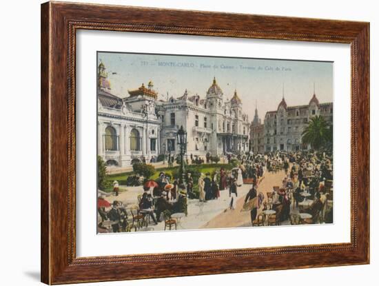 Terrace of the Cafe de Paris, Place Du Casino, Monte Carlo. Postcard Sent in 1913-French Photographer-Framed Giclee Print