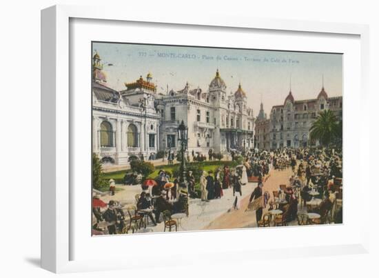 Terrace of the Cafe de Paris, Place Du Casino, Monte Carlo. Postcard Sent in 1913-French Photographer-Framed Giclee Print