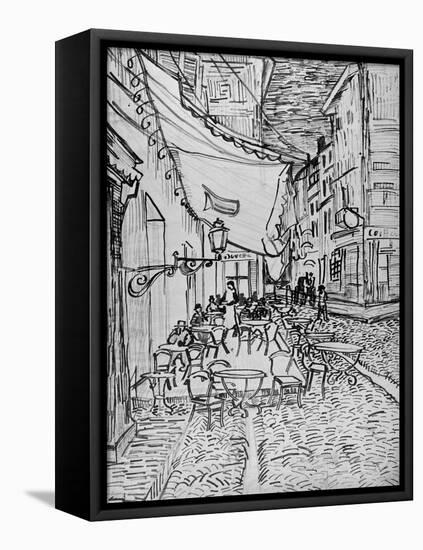 Terrace of the Cafe in the Evening (Night cafe in Arles), Reed Pen Drawing after the Painting, 1888-Vincent van Gogh-Framed Premier Image Canvas