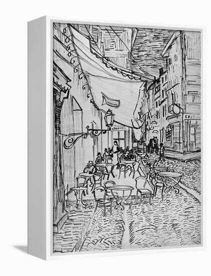 Terrace of the Cafe in the Evening (Night cafe in Arles), Reed Pen Drawing after the Painting, 1888-Vincent van Gogh-Framed Premier Image Canvas