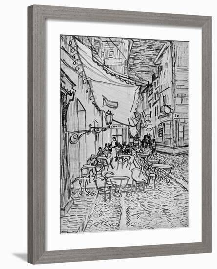 Terrace of the Cafe in the Evening (Night cafe in Arles), Reed Pen Drawing after the Painting, 1888-Vincent van Gogh-Framed Giclee Print