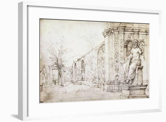 Terrace of Villa Madama in Rome-Ludovico Degli Uberti-Framed Giclee Print