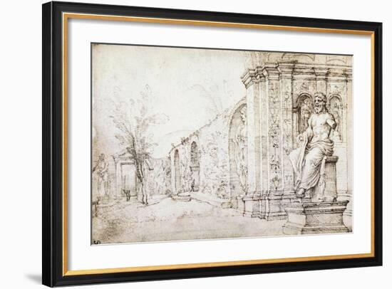 Terrace of Villa Madama in Rome-Ludovico Degli Uberti-Framed Giclee Print