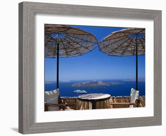 Terrace Overlooking the Caldera, Santorini, Cyclades, Greek Islands, Greece, Europe-Sakis Papadopoulos-Framed Photographic Print