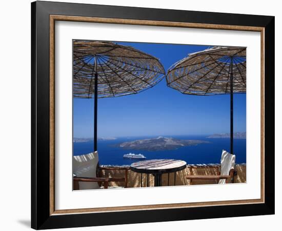 Terrace Overlooking the Caldera, Santorini, Cyclades, Greek Islands, Greece, Europe-Sakis Papadopoulos-Framed Photographic Print