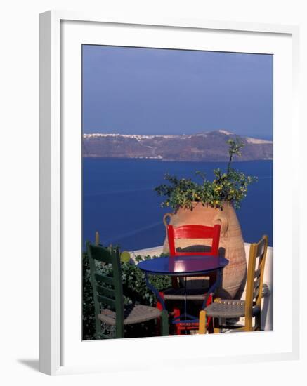 Terrace with Sea View, Santorini, Greece-Keren Su-Framed Photographic Print