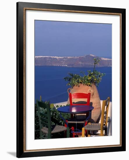 Terrace with Sea View, Santorini, Greece-Keren Su-Framed Photographic Print