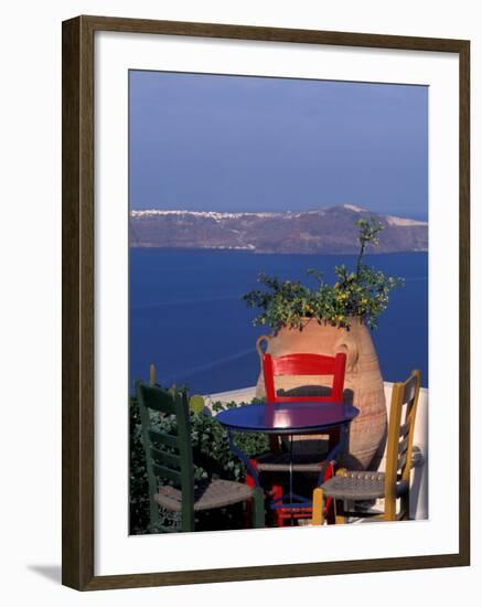 Terrace with Sea View, Santorini, Greece-Keren Su-Framed Photographic Print