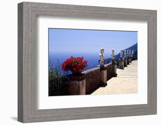 Terrace with Statues and Amalfi Coast View-George Oze-Framed Photographic Print