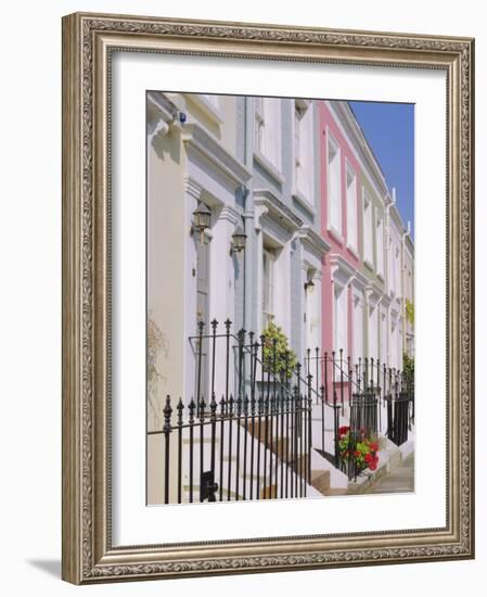 Terraced Houses and Wrought Iron Railings, Kensington, London, England, UK-Mark Mawson-Framed Photographic Print