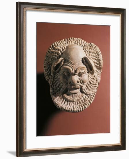 Terracotta Antefix Depicting Satyr, from Gela, Sicily, Italy-null-Framed Giclee Print