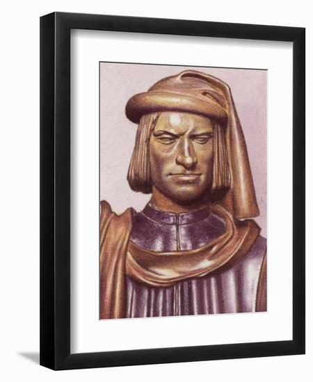 Terracotta Bust of Lorenzo De Medici by Artist Andrea Verrocchio-Pat Nicolle-Framed Giclee Print