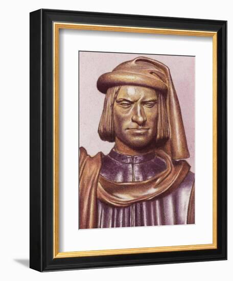 Terracotta Bust of Lorenzo De Medici by Artist Andrea Verrocchio-Pat Nicolle-Framed Giclee Print