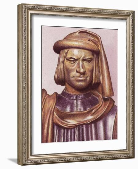 Terracotta Bust of Lorenzo De Medici by Artist Andrea Verrocchio-Pat Nicolle-Framed Giclee Print