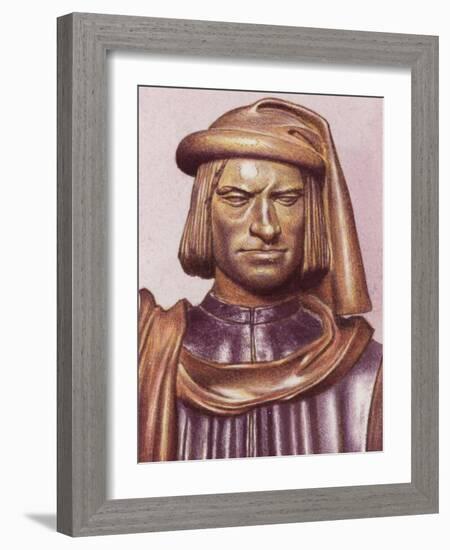 Terracotta Bust of Lorenzo De Medici by Artist Andrea Verrocchio-Pat Nicolle-Framed Giclee Print