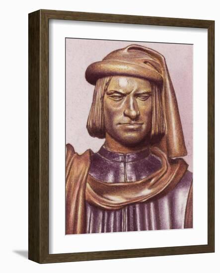 Terracotta Bust of Lorenzo De Medici by Artist Andrea Verrocchio-Pat Nicolle-Framed Giclee Print