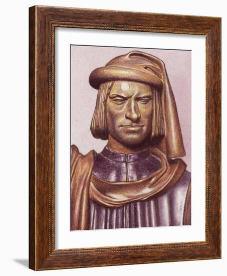 Terracotta Bust of Lorenzo De Medici by Artist Andrea Verrocchio-Pat Nicolle-Framed Giclee Print