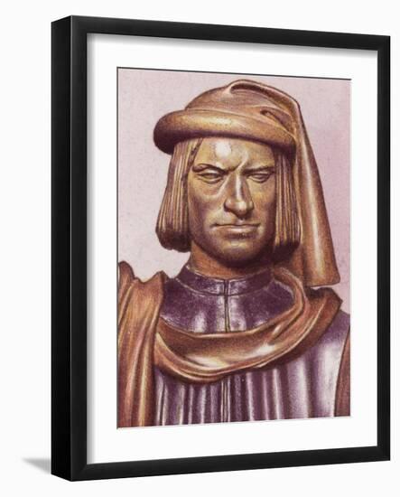 Terracotta Bust of Lorenzo De Medici by Artist Andrea Verrocchio-Pat Nicolle-Framed Giclee Print