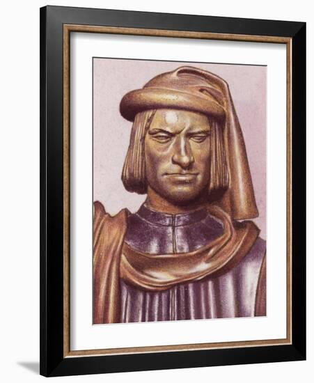 Terracotta Bust of Lorenzo De Medici by Artist Andrea Verrocchio-Pat Nicolle-Framed Giclee Print