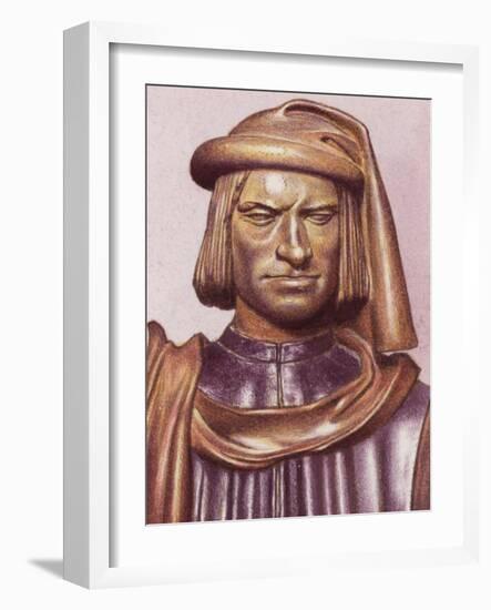 Terracotta Bust of Lorenzo De Medici by Artist Andrea Verrocchio-Pat Nicolle-Framed Giclee Print