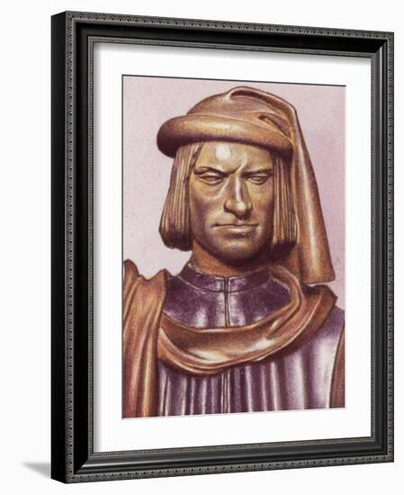Terracotta Bust of Lorenzo De Medici by Artist Andrea Verrocchio-Pat Nicolle-Framed Giclee Print