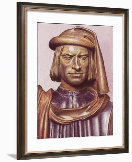 Terracotta Bust of Lorenzo De Medici by Artist Andrea Verrocchio-Pat Nicolle-Framed Giclee Print