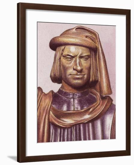 Terracotta Bust of Lorenzo De Medici by Artist Andrea Verrocchio-Pat Nicolle-Framed Giclee Print