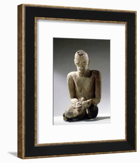 Terracotta figure of a man excavated in the Djenne/Mopti area, Mali, 13th or 14th century-Werner Forman-Framed Photographic Print
