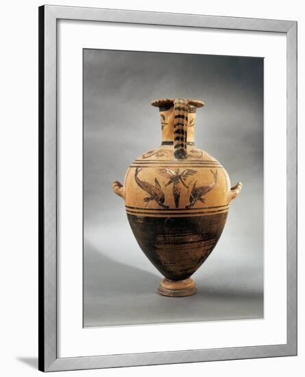 Terracotta Hydria Depicting a Female Figure and Two Dolphins from Hydra-null-Framed Giclee Print