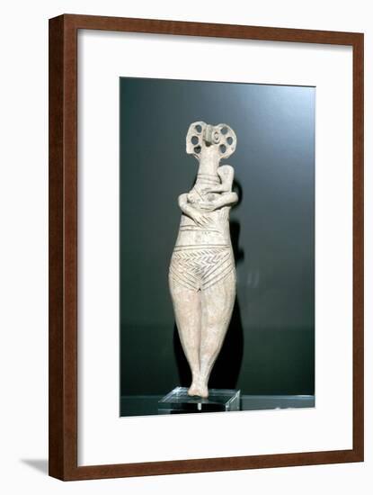 Terracotta mother-goddess with a child, Tyre, Bronze Age, 1400 - 1230 BC. Artist: Unknown-Unknown-Framed Giclee Print