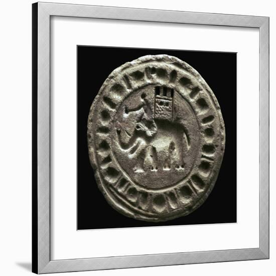 Terracotta plaque showing a war elephant. Artist: Unknown-Unknown-Framed Giclee Print