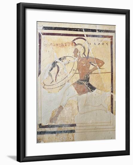 Terracotta Plaque with Armed Hoplite Running-null-Framed Giclee Print