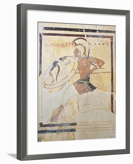 Terracotta Plaque with Armed Hoplite Running-null-Framed Giclee Print