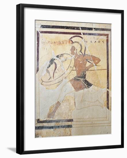 Terracotta Plaque with Armed Hoplite Running-null-Framed Giclee Print