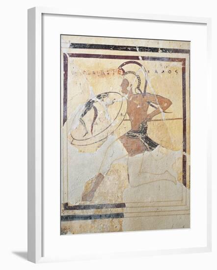 Terracotta Plaque with Armed Hoplite Running-null-Framed Giclee Print