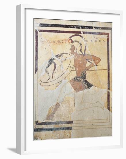 Terracotta Plaque with Armed Hoplite Running-null-Framed Giclee Print