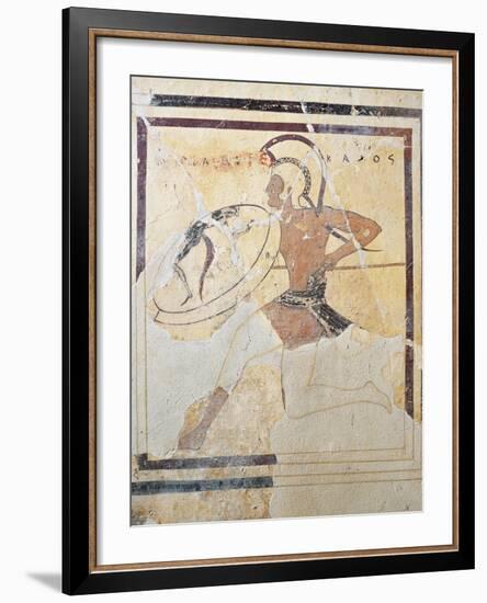 Terracotta Plaque with Armed Hoplite Running-null-Framed Giclee Print