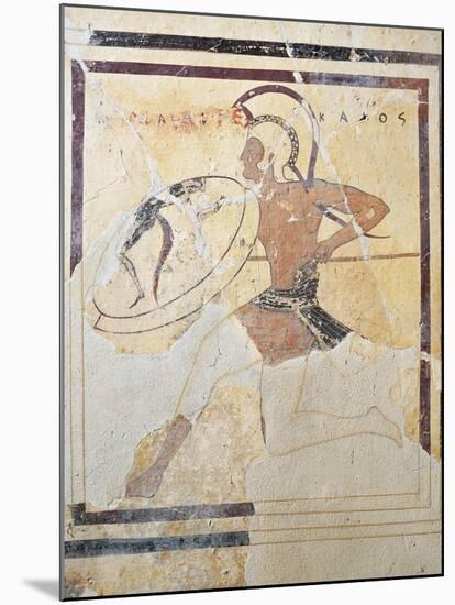 Terracotta Plaque with Armed Hoplite Running-null-Mounted Giclee Print