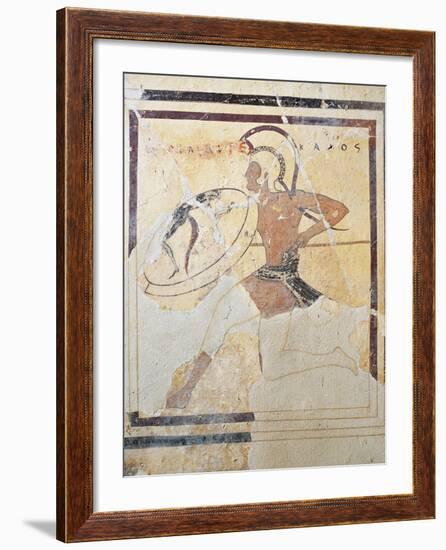 Terracotta Plaque with Armed Hoplite Running-null-Framed Giclee Print