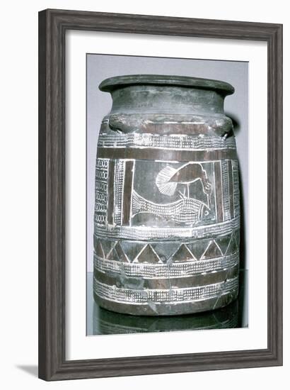 Terracotta pot with motif of bird eating a fish, Susa, c2000-c1940 BC. Artist: Unknown-Unknown-Framed Giclee Print