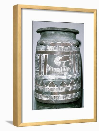 Terracotta pot with motif of bird eating a fish, Susa, c2000-c1940 BC. Artist: Unknown-Unknown-Framed Giclee Print