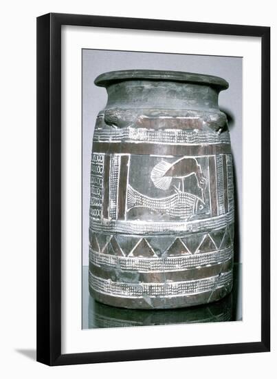 Terracotta pot with motif of bird eating a fish, Susa, c2000-c1940 BC. Artist: Unknown-Unknown-Framed Giclee Print