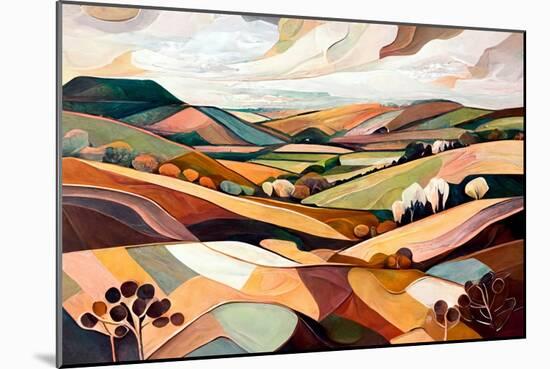 Terracotta Rolling Hills-Avril Anouilh-Mounted Art Print