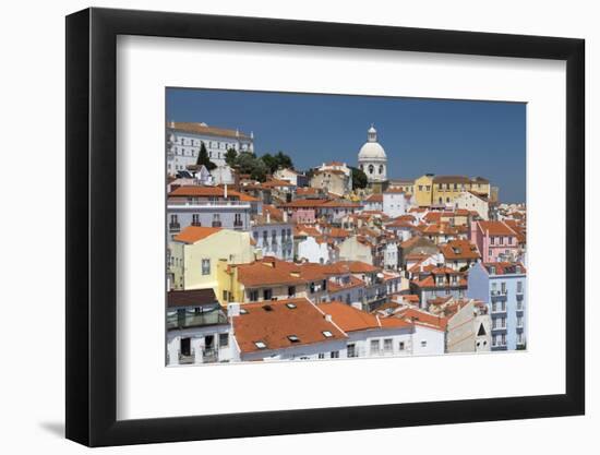 Terracotta Roofs and Ancient Dome Seen from Miradouro Alfama One of Many Viewpoints of Lisbon-Roberto Moiola-Framed Photographic Print